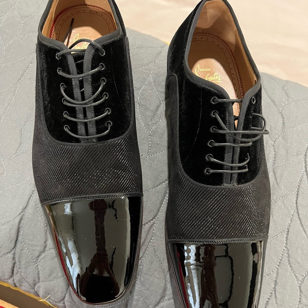Christian Louboutin Black Greggo Flat Pat/Suede Men's Shoes